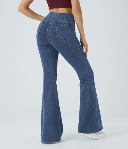 FlexHigh Waisted Crossover Pocket Washed Casual Jeans