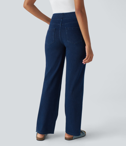 FlexHigh Waisted Pockets Straight Leg Work Jeans