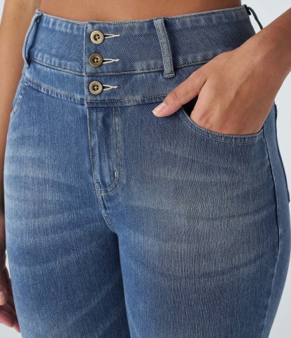 FlexHigh Waisted Zipper Pockets Casual Skinny Jeans
