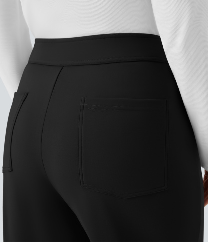 SoftlyZeroPlush Thermal High Waisted Pockets Straight Leg Casual Plus Size Pants