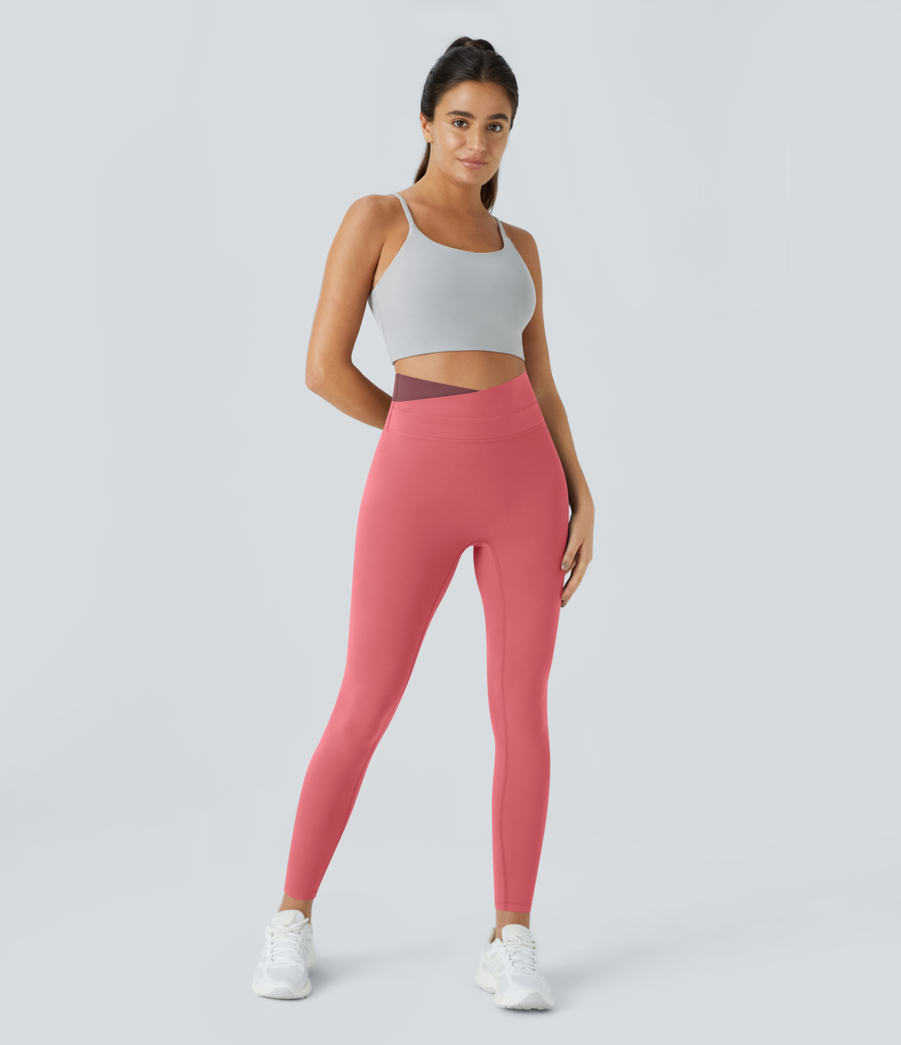 SoftlyZeroCrossover Color Block Leggings-UPF50+