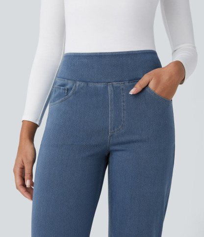 FlexHigh Waisted Pockets Straight Leg Work Jeans
