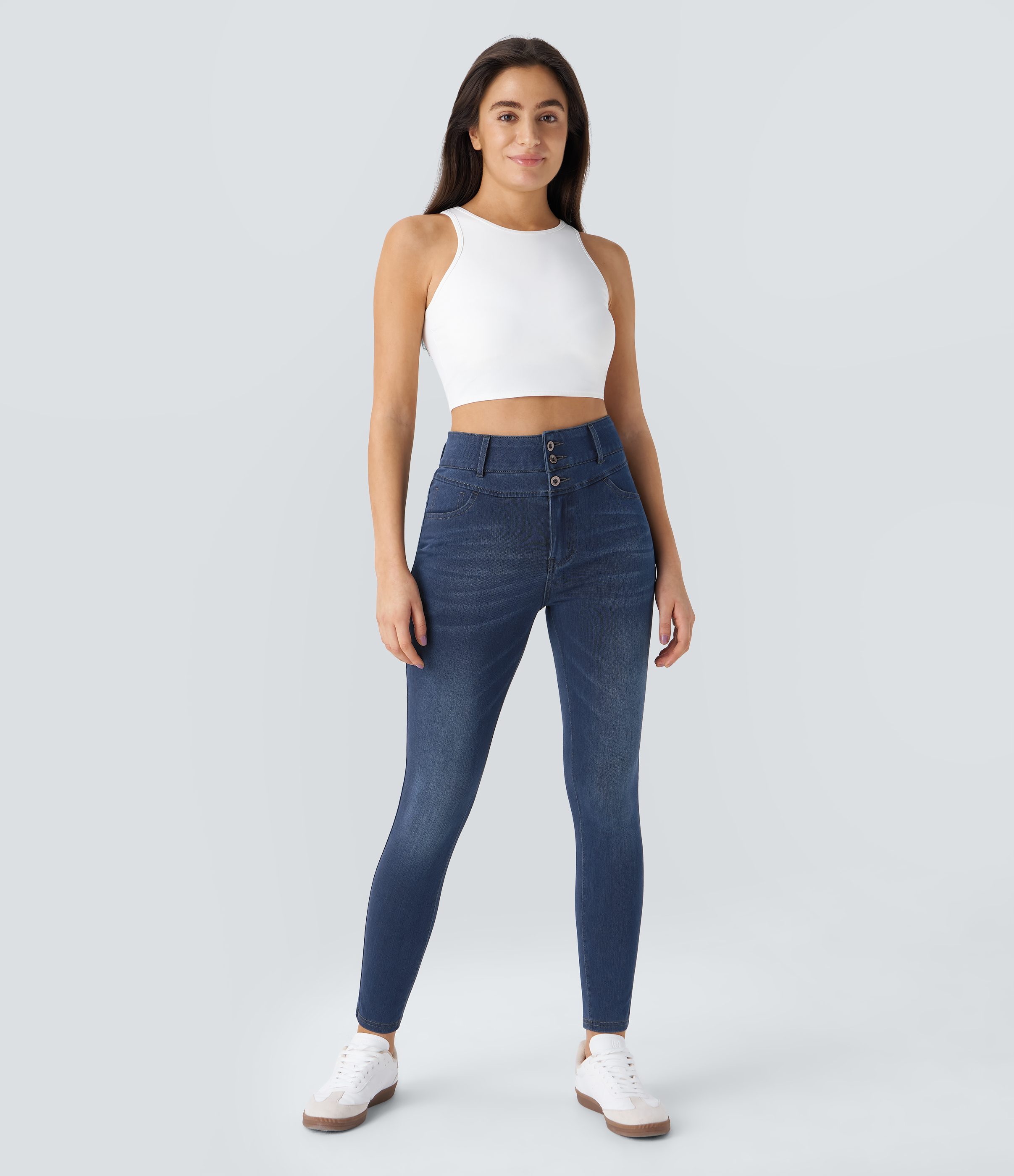 FlexHigh Waisted Zipper Pockets Casual Skinny Jeans