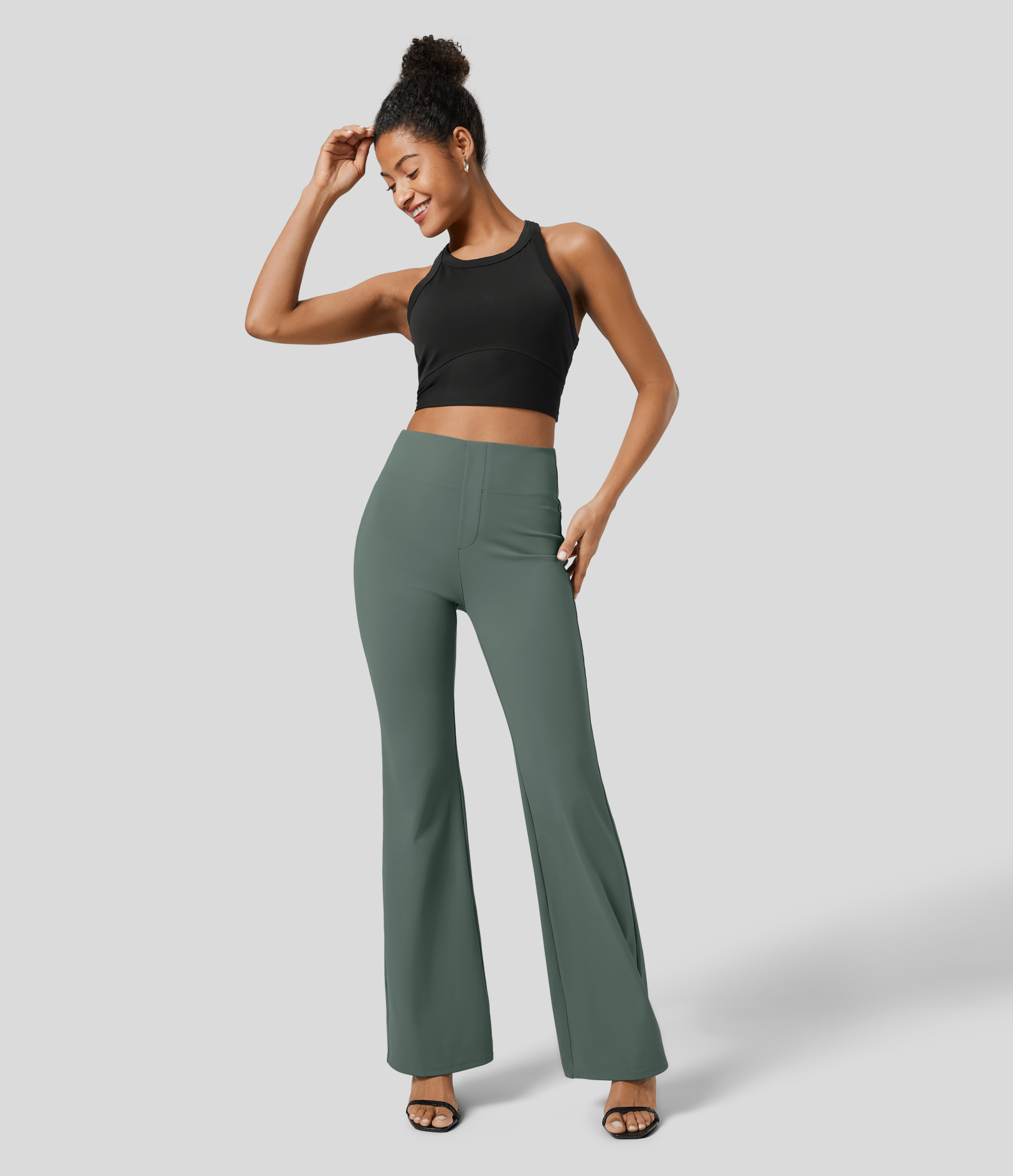 FlexHigh Waisted Back Side Pocket Slight Flare Work Pants