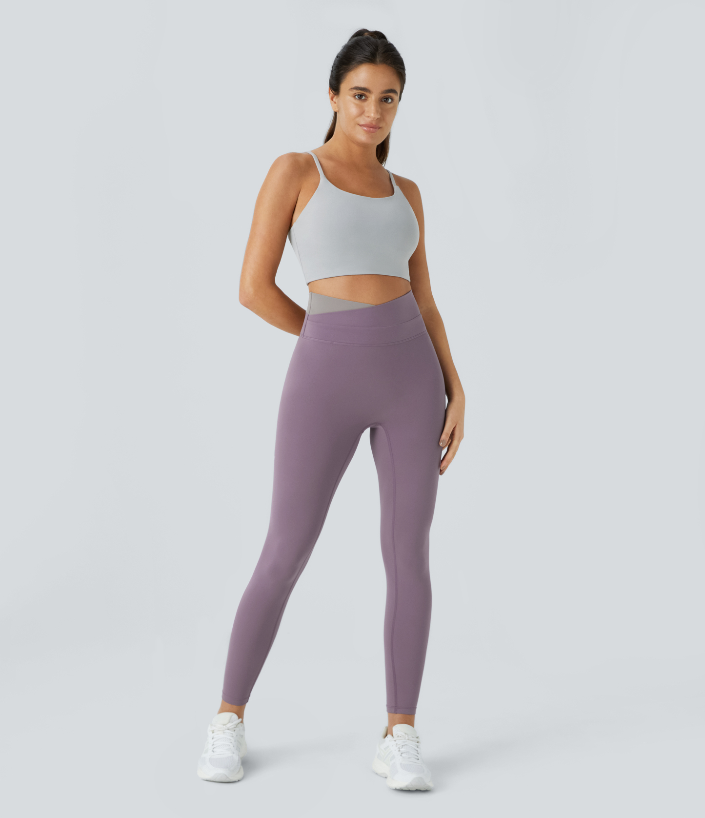 SoftlyZeroCrossover Color Block Leggings-UPF50+