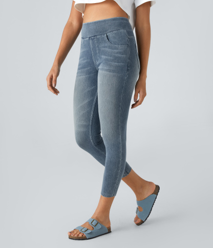 FlexHigh Waisted Pockets Denim Casual Leggings