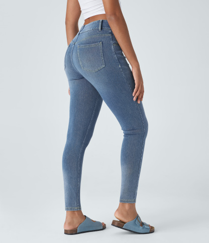FlexHigh Waisted Zipper Pockets Casual Skinny Jeans