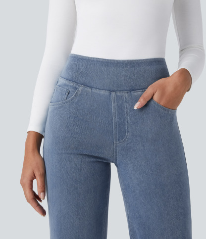 FlexHigh Waisted Pockets Straight Leg Work Jeans