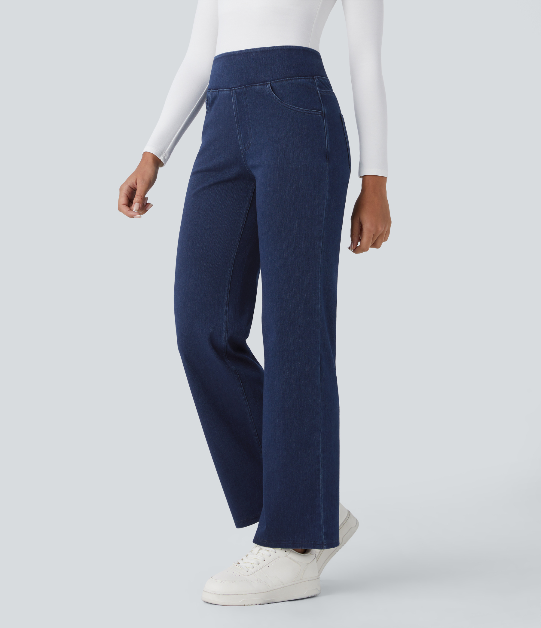 FlexHigh Waisted Pockets Straight Leg Work Jeans