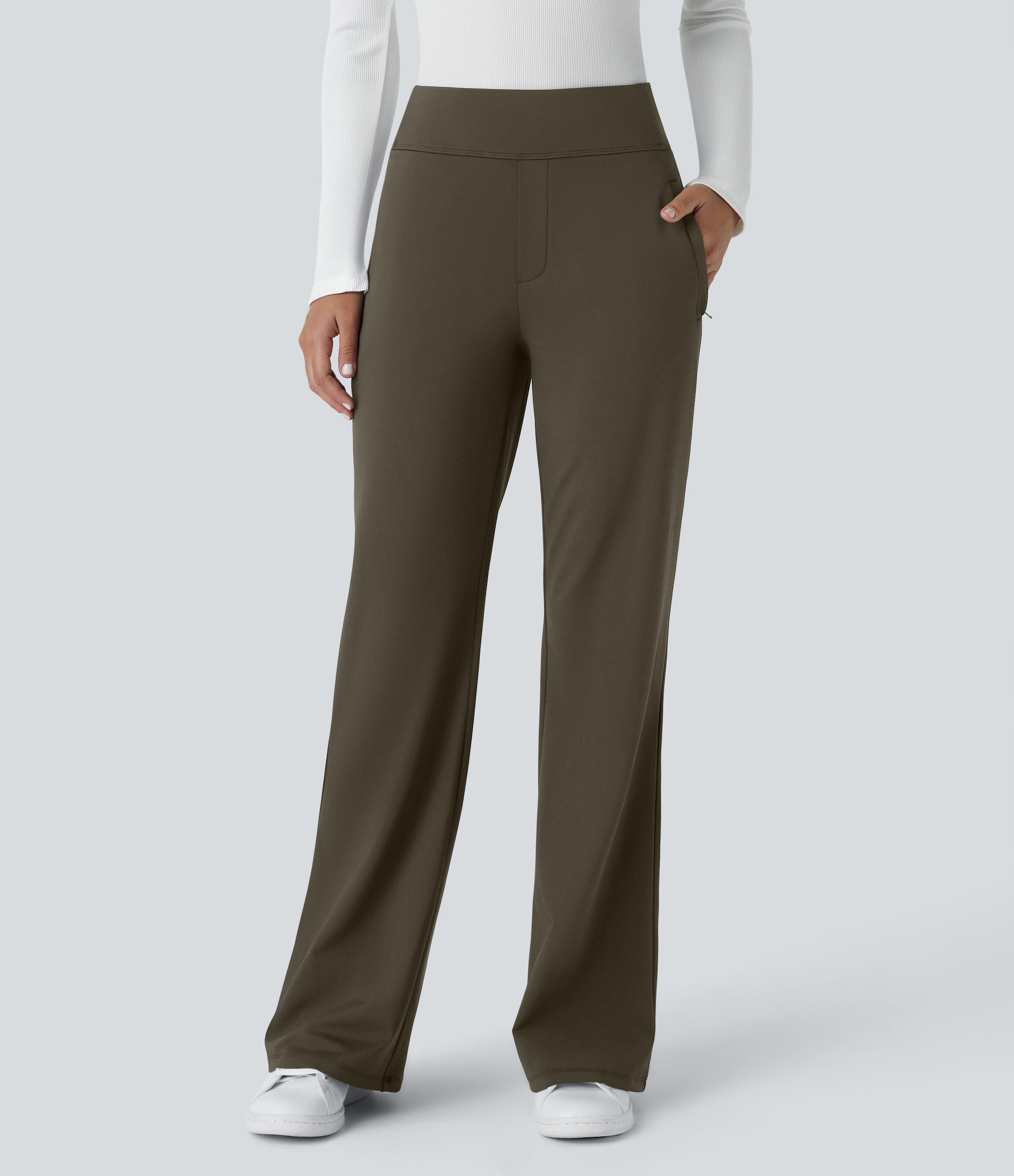 FlexMid Rise Side Zipper Pocket Work Flare Pants