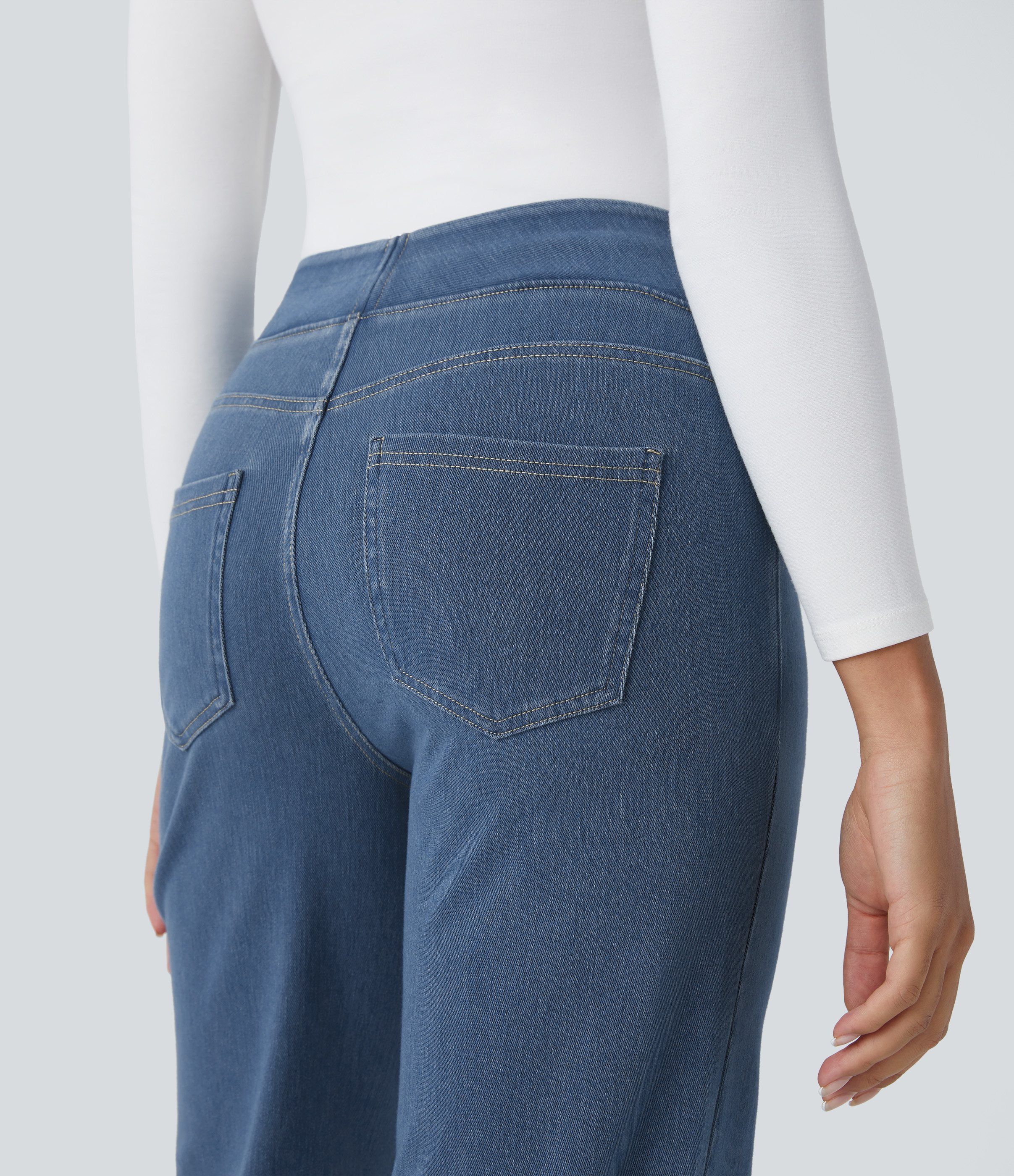 FlexHigh Waisted Pockets Straight Leg Work Jeans