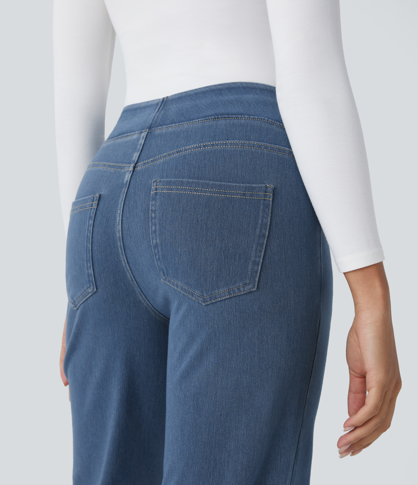 FlexHigh Waisted Pockets Straight Leg Work Jeans
