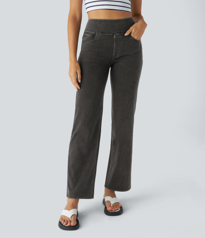 FlexHigh Waisted Pockets Straight Leg Work Jeans