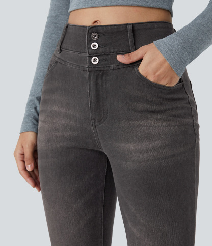 FlexHigh Waisted Zipper Pockets Casual Skinny Jeans