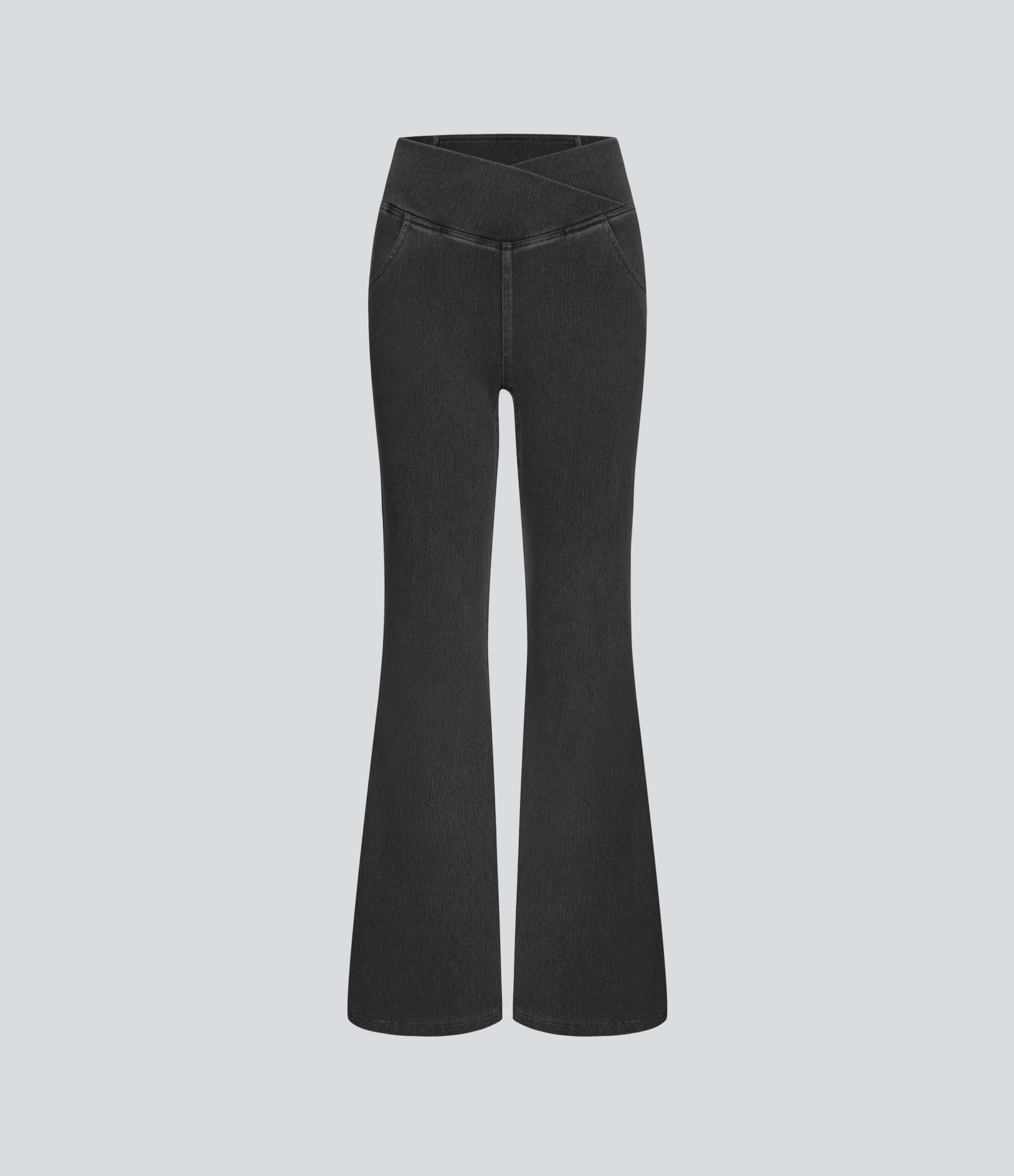 FlexHigh Waisted Crossover Pocket Washed Casual Jeans