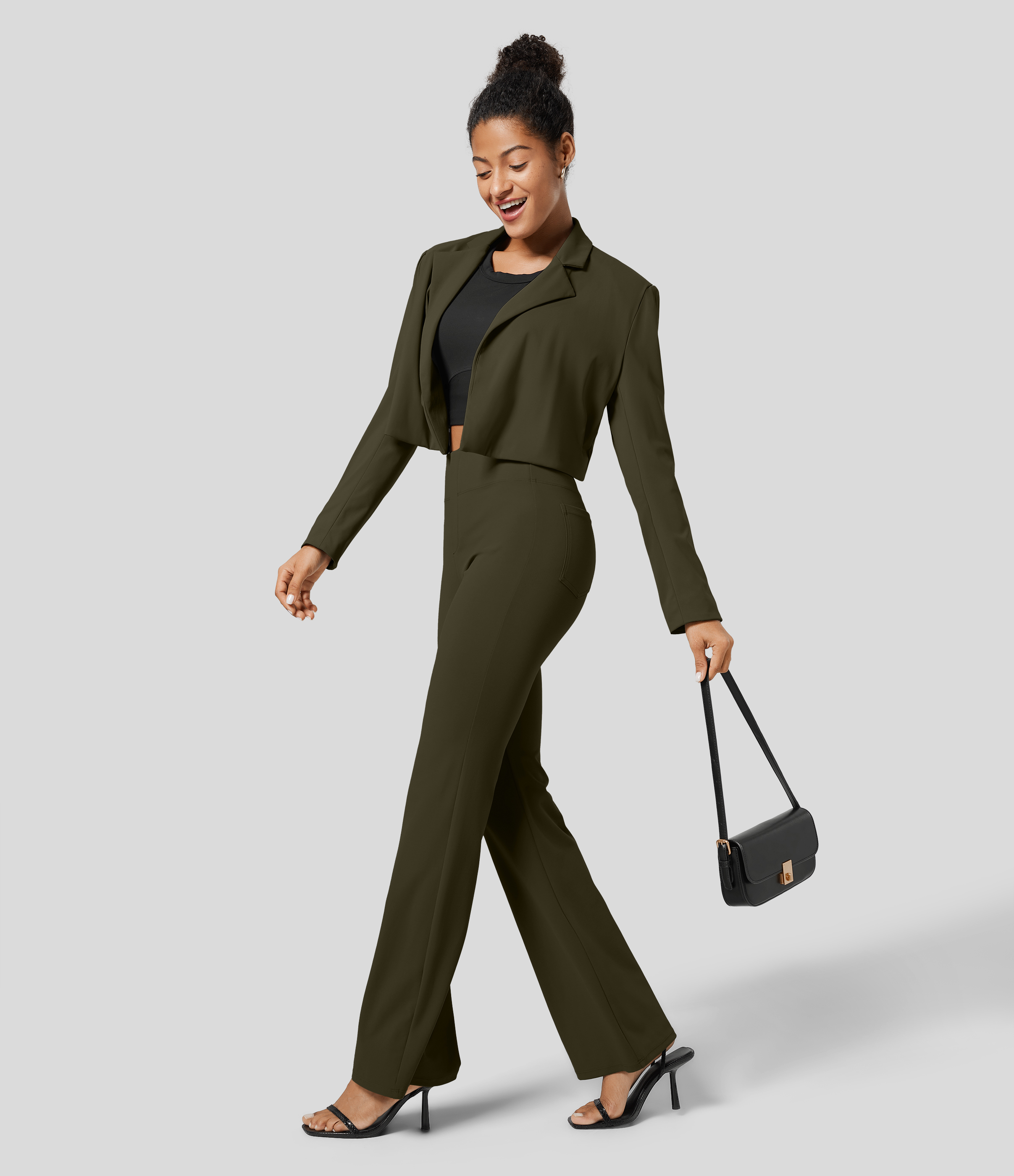 FlexHigh Waisted Back Side Pocket Slight Flare Work Pants