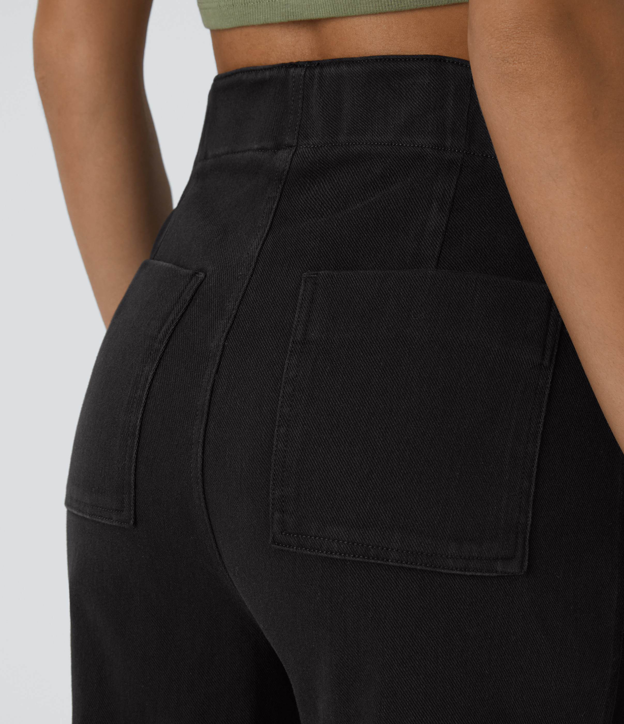 FlexHigh Waisted Pockets Washed Casual Wide Leg Jeans