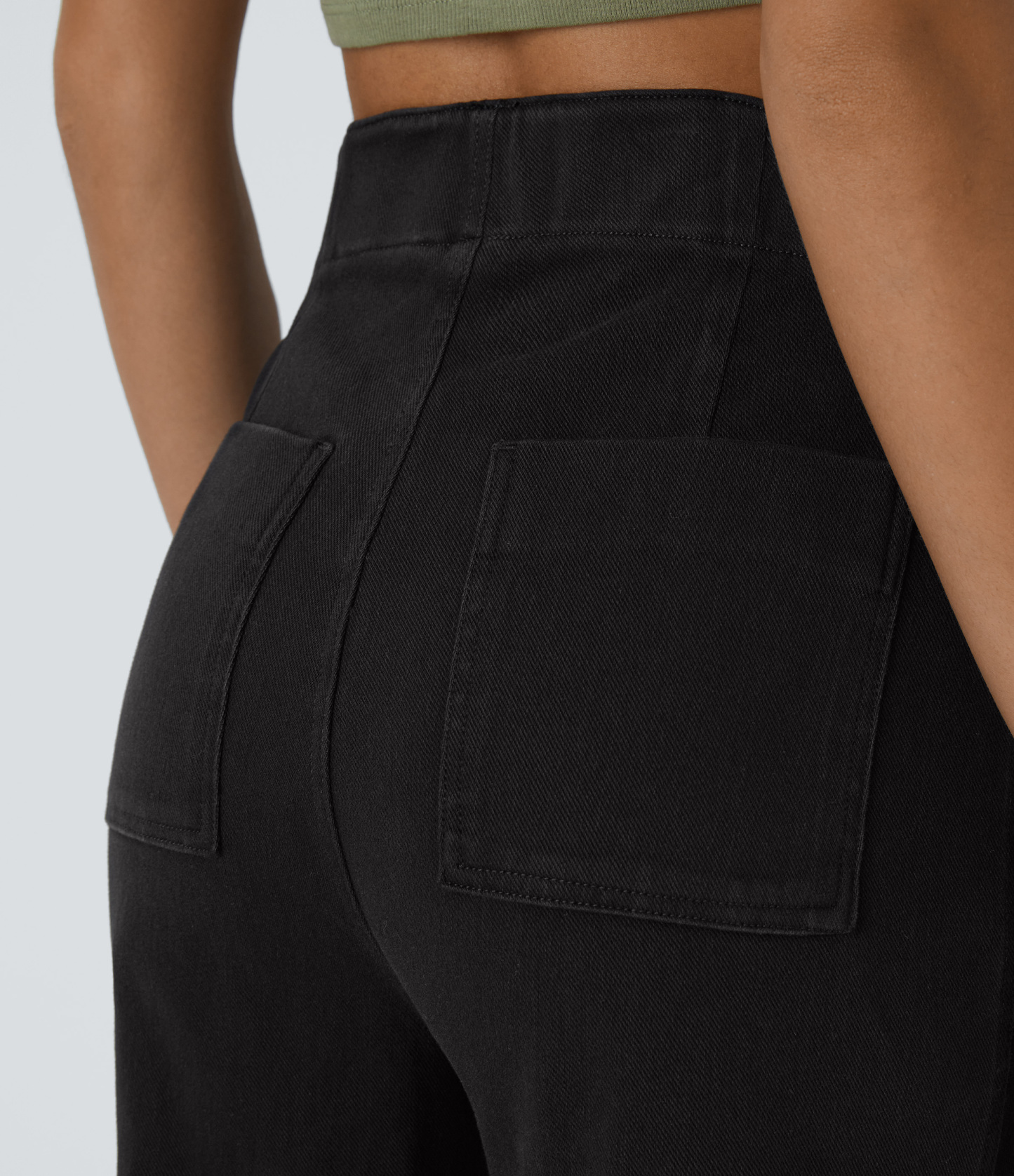 FlexHigh Waisted Pockets Washed Casual Wide Leg Jeans