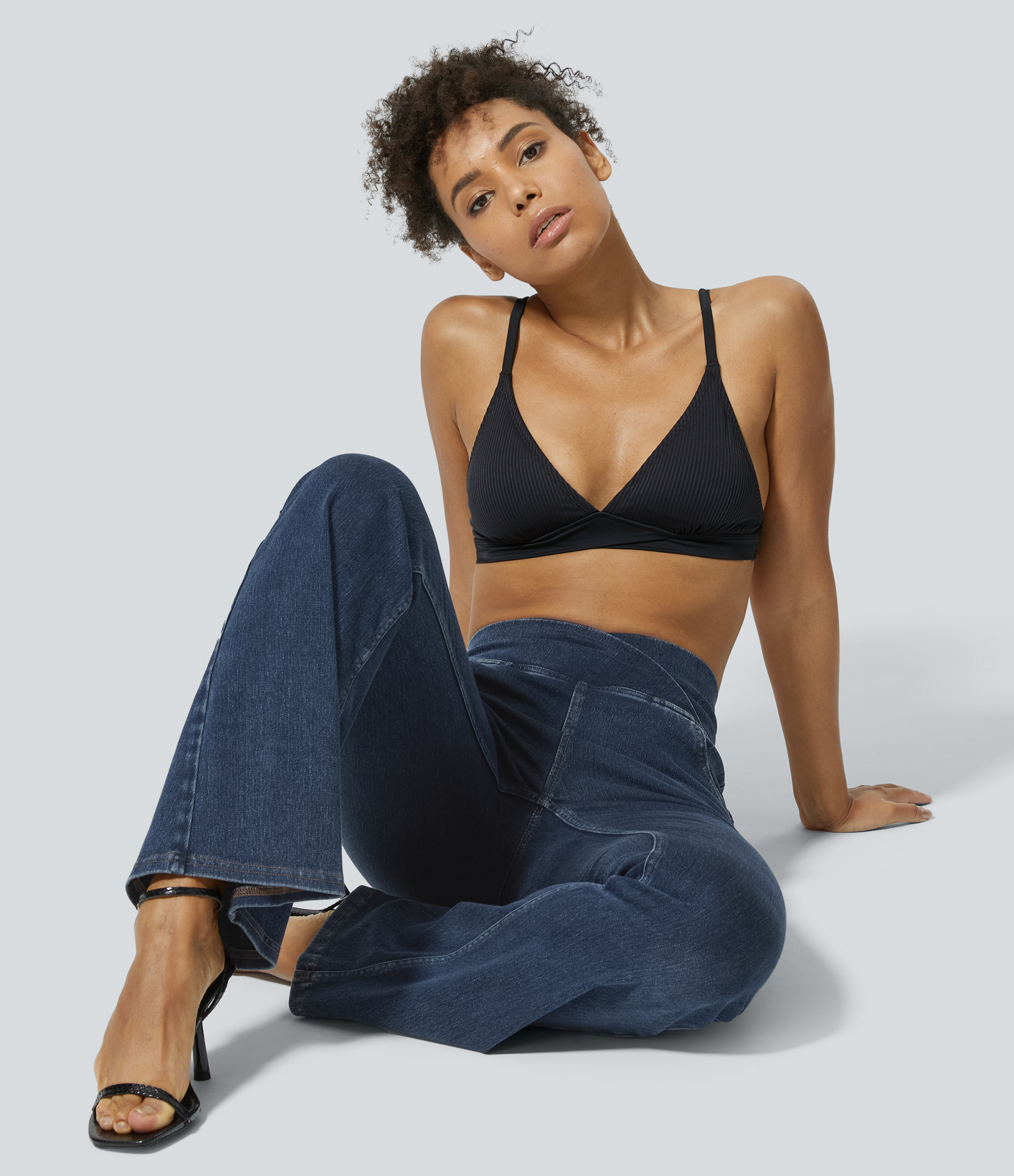 FlexHigh Waisted Crossover Pocket Washed Casual Jeans