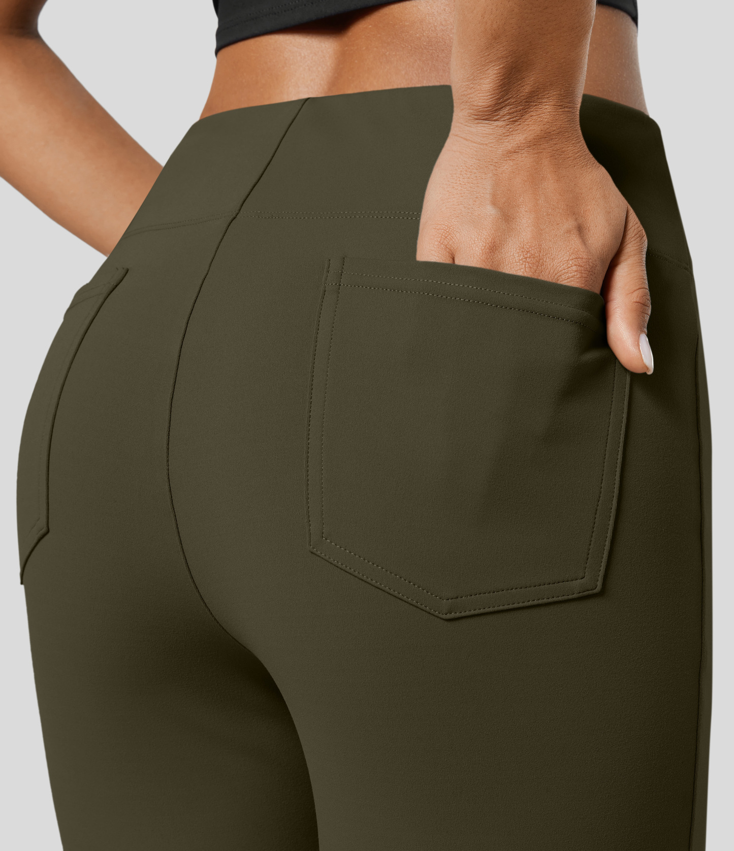 FlexHigh Waisted Back Side Pocket Slight Flare Work Pants