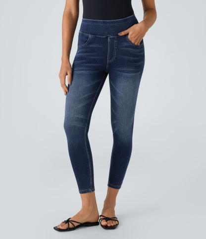 FlexHigh Waisted Pockets Denim Casual Leggings