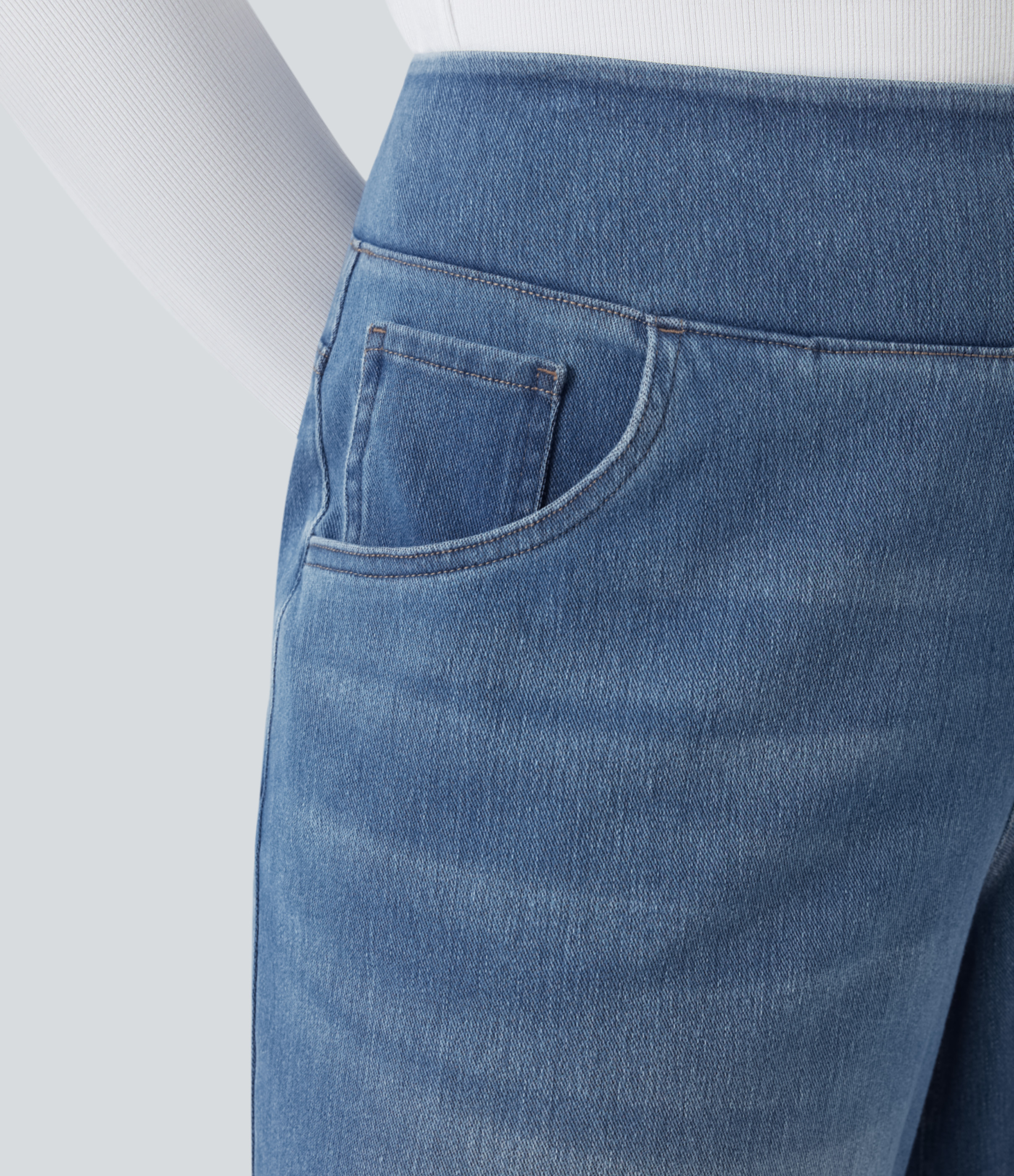 FlexHigh Waisted Pockets Baggy Wide Leg Washed Casual Plus Size Jeans