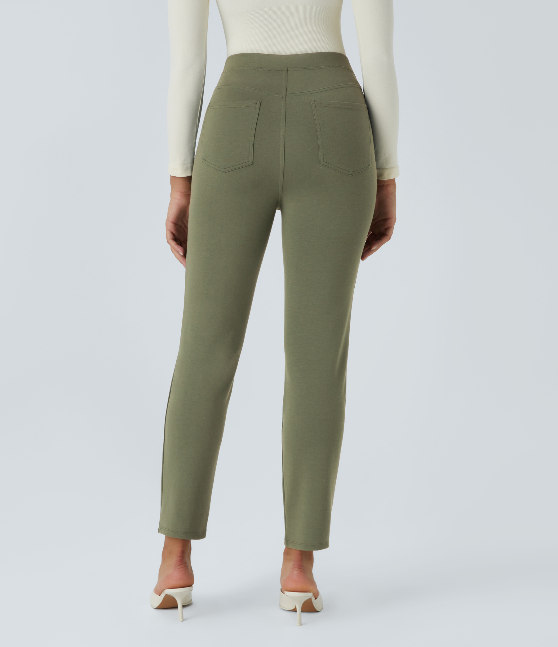 FlexHigh Waisted Pocket Slim Work Pants