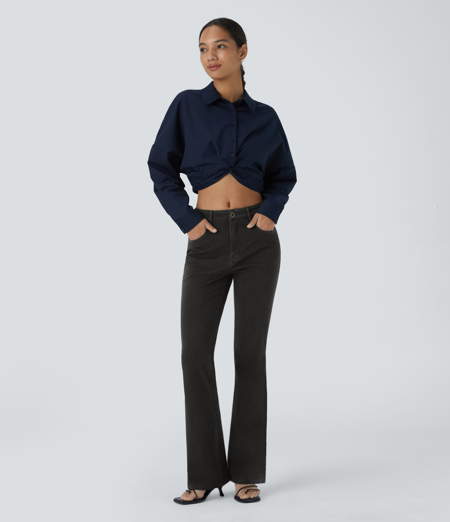 FlexMid Rise Pockets Casual Bootcut Jeans