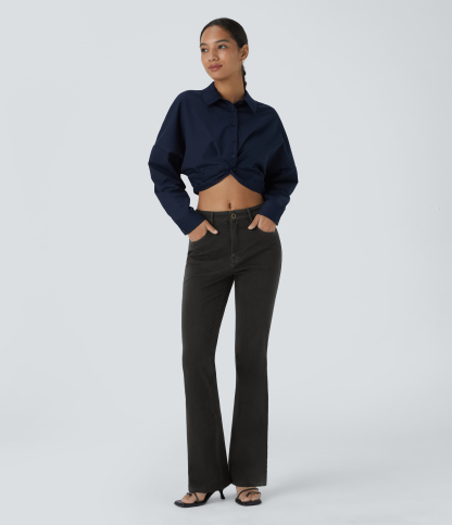 FlexMid Rise Pockets Casual Bootcut Jeans