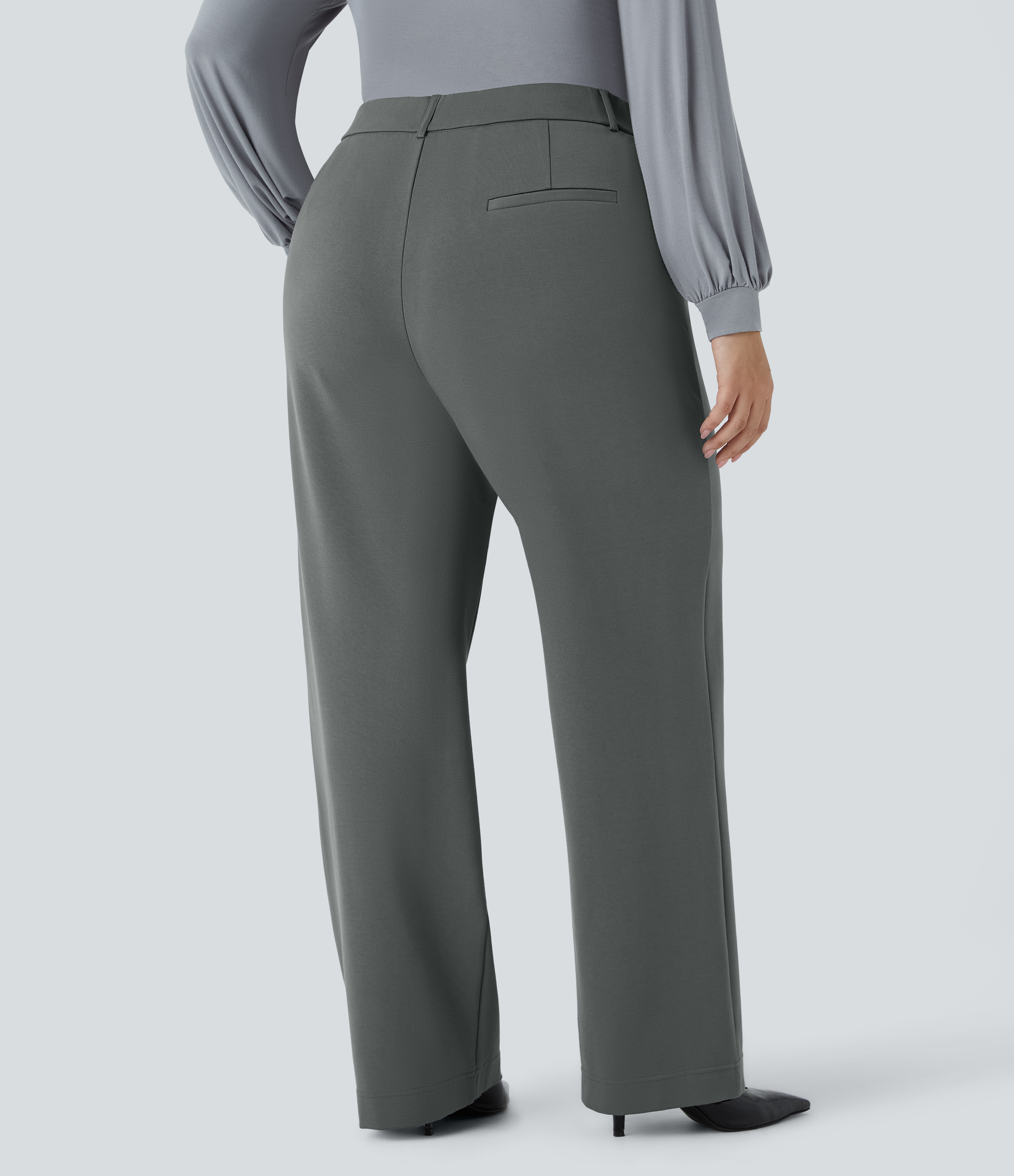 FlexHigh Waisted Zipper Pocket Straight Leg Plus Size Work Pants