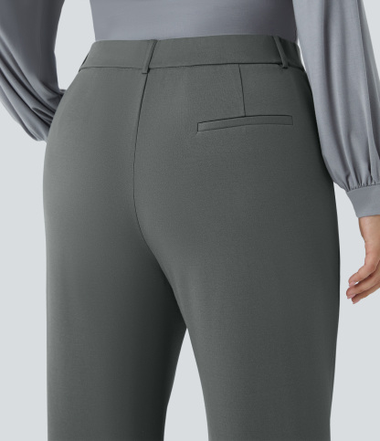 FlexHigh Waisted Zipper Pocket Straight Leg Plus Size Work Pants