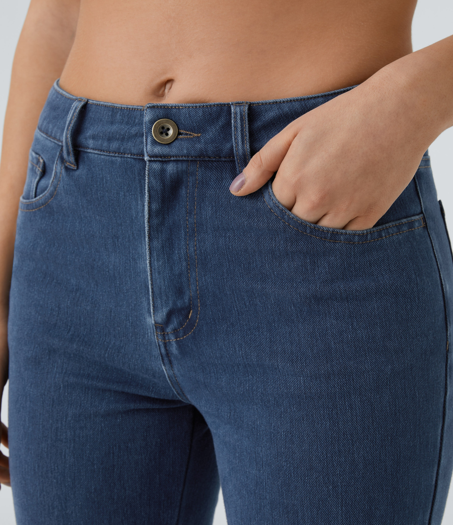 FlexMid Rise Pockets Casual Bootcut Jeans