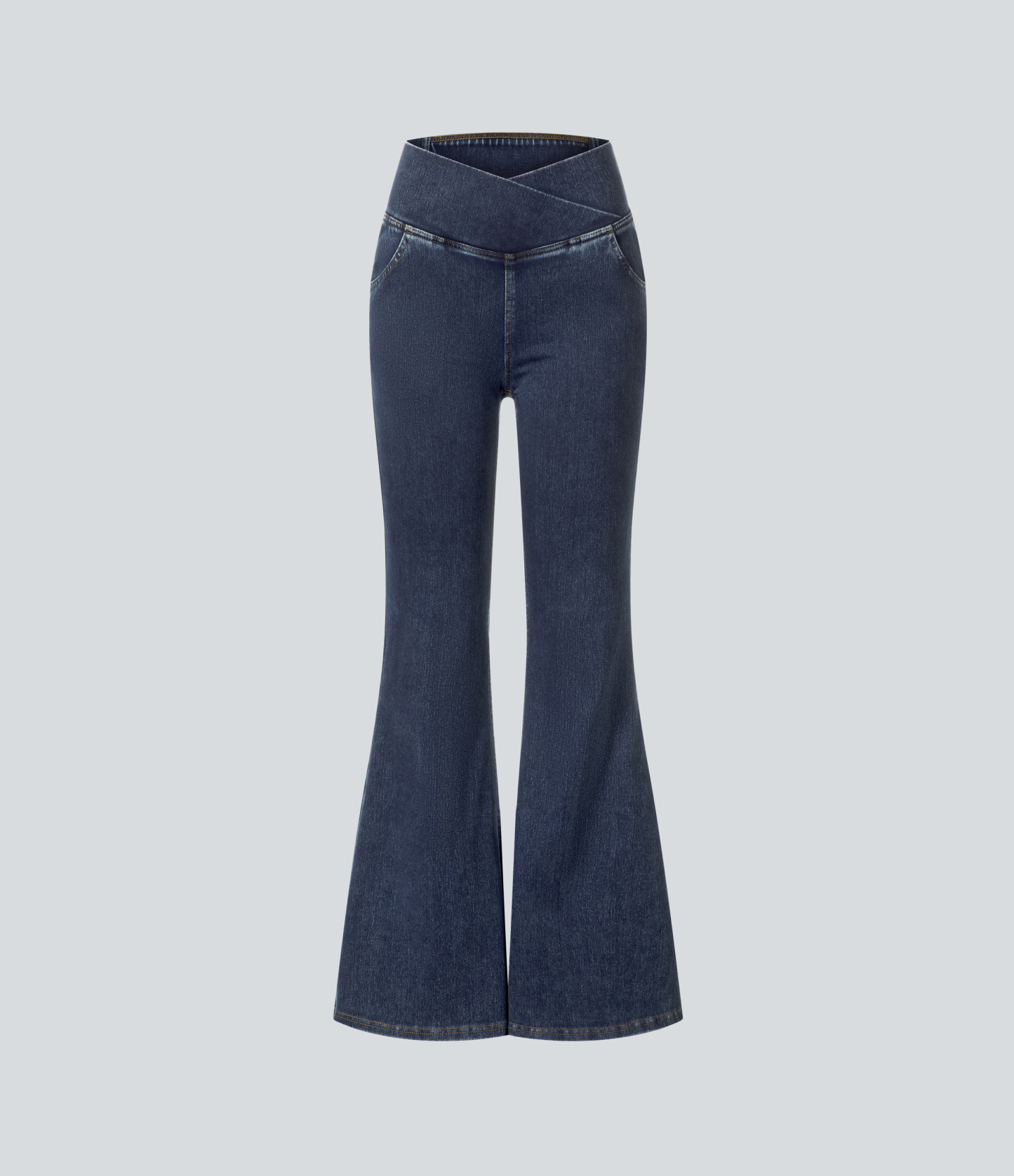 FlexHigh Waisted Crossover Pocket Washed Casual Jeans