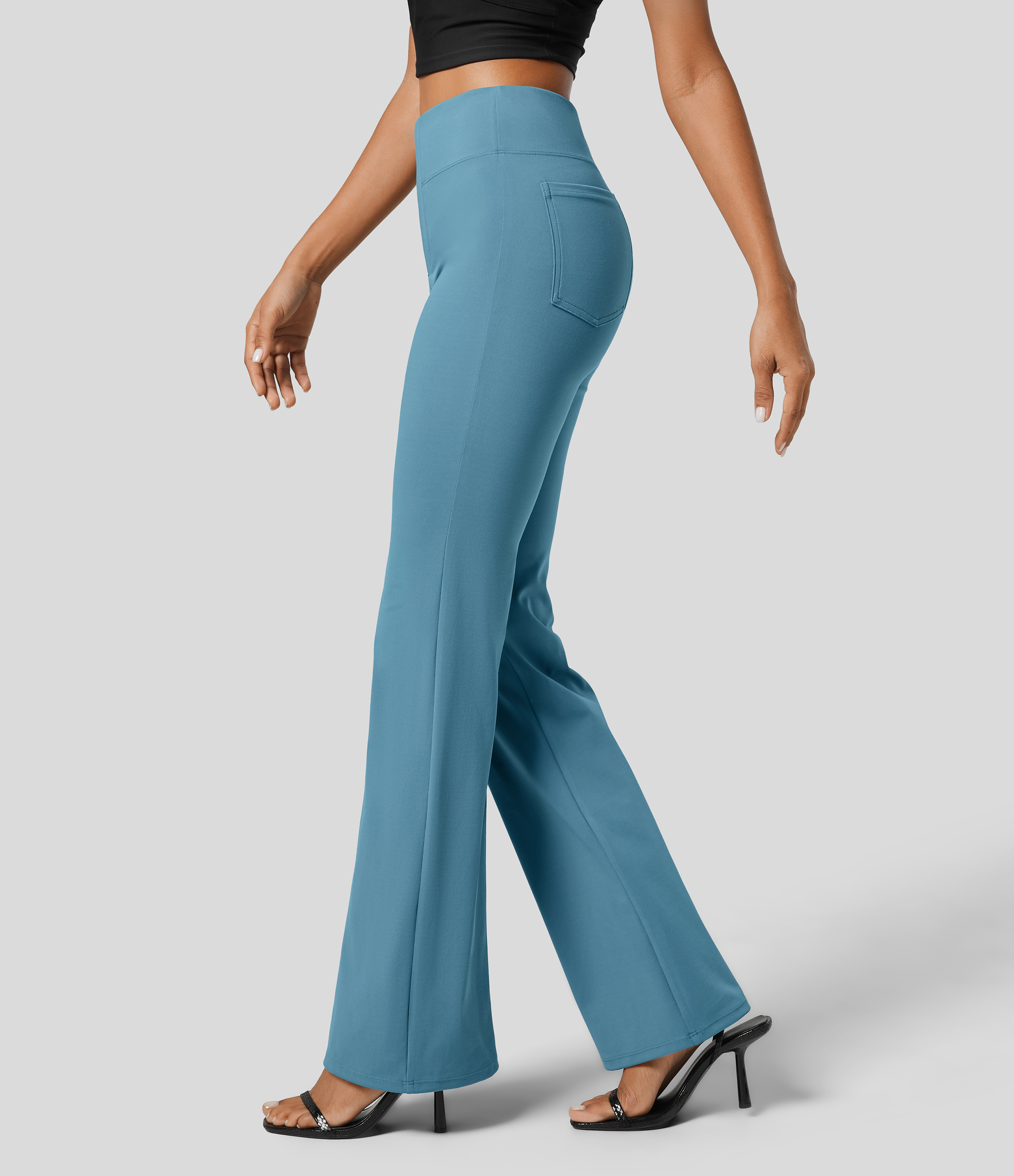 FlexHigh Waisted Back Side Pocket Slight Flare Work Pants