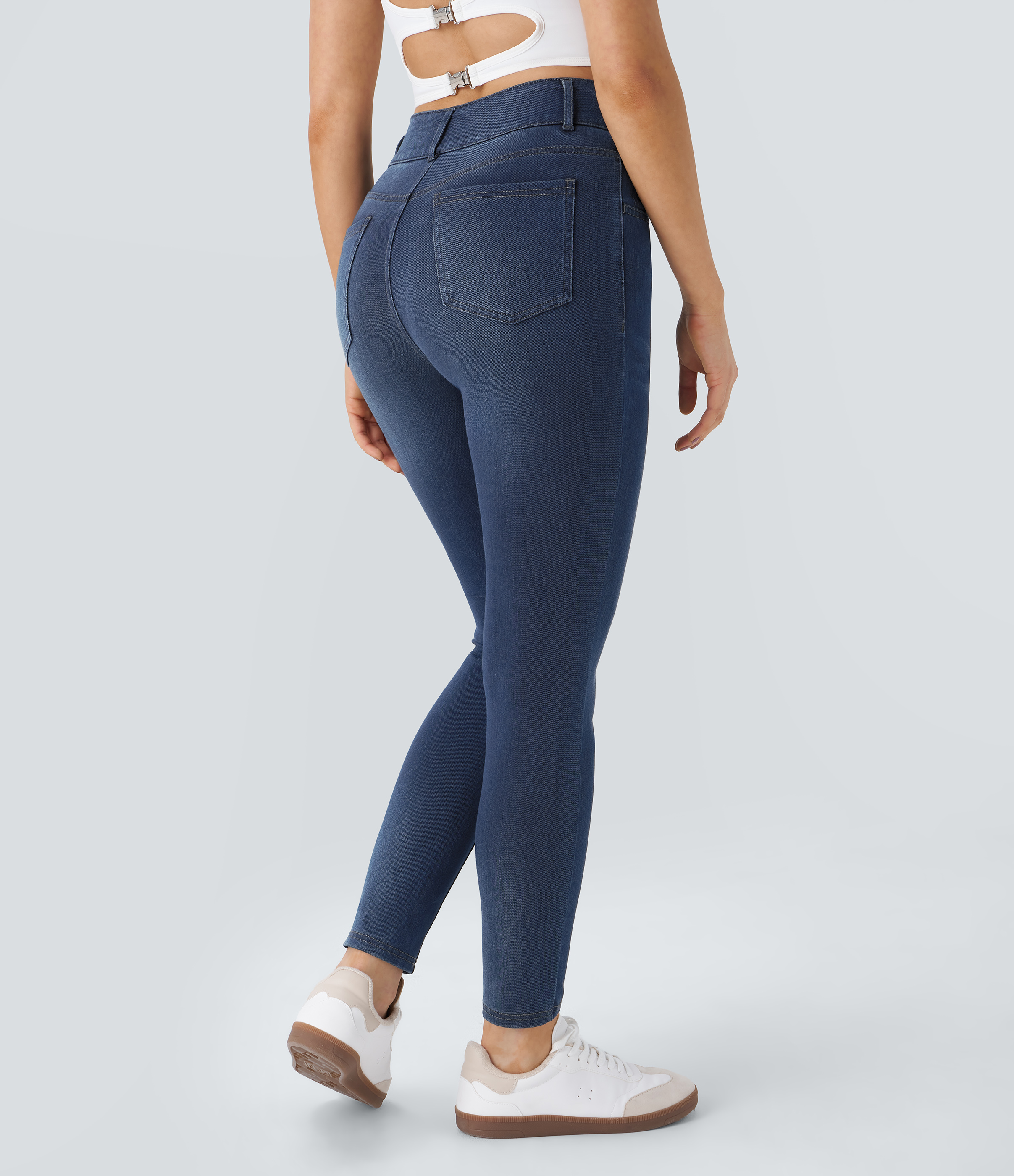 FlexHigh Waisted Zipper Pockets Casual Skinny Jeans