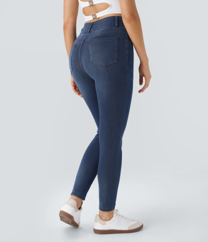 FlexHigh Waisted Zipper Pockets Casual Skinny Jeans
