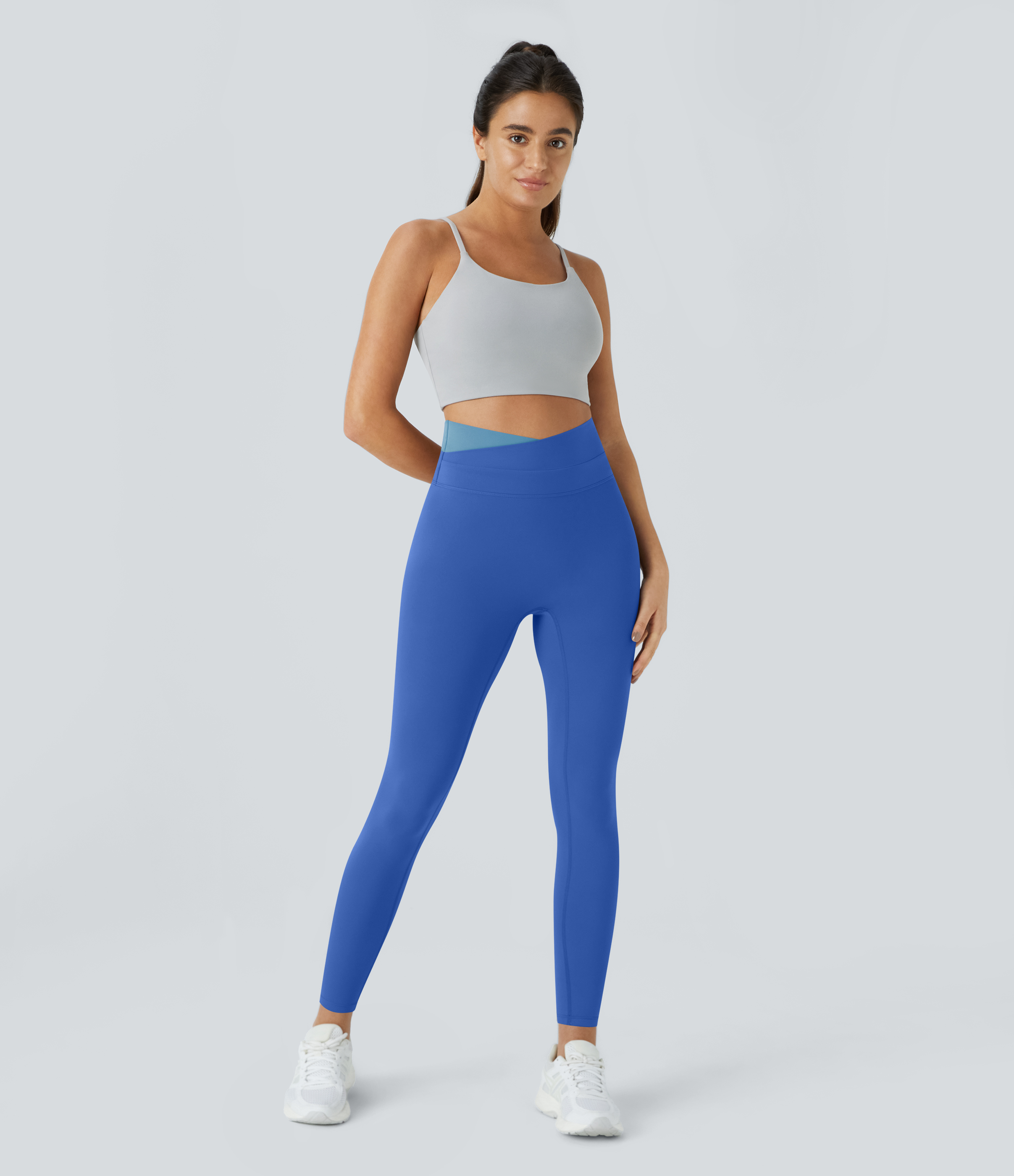 SoftlyZeroCrossover Color Block Leggings-UPF50+
