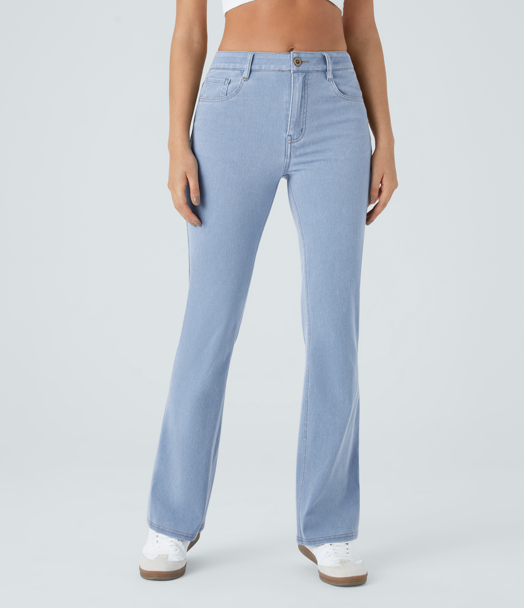 FlexMid Rise Pockets Casual Bootcut Jeans