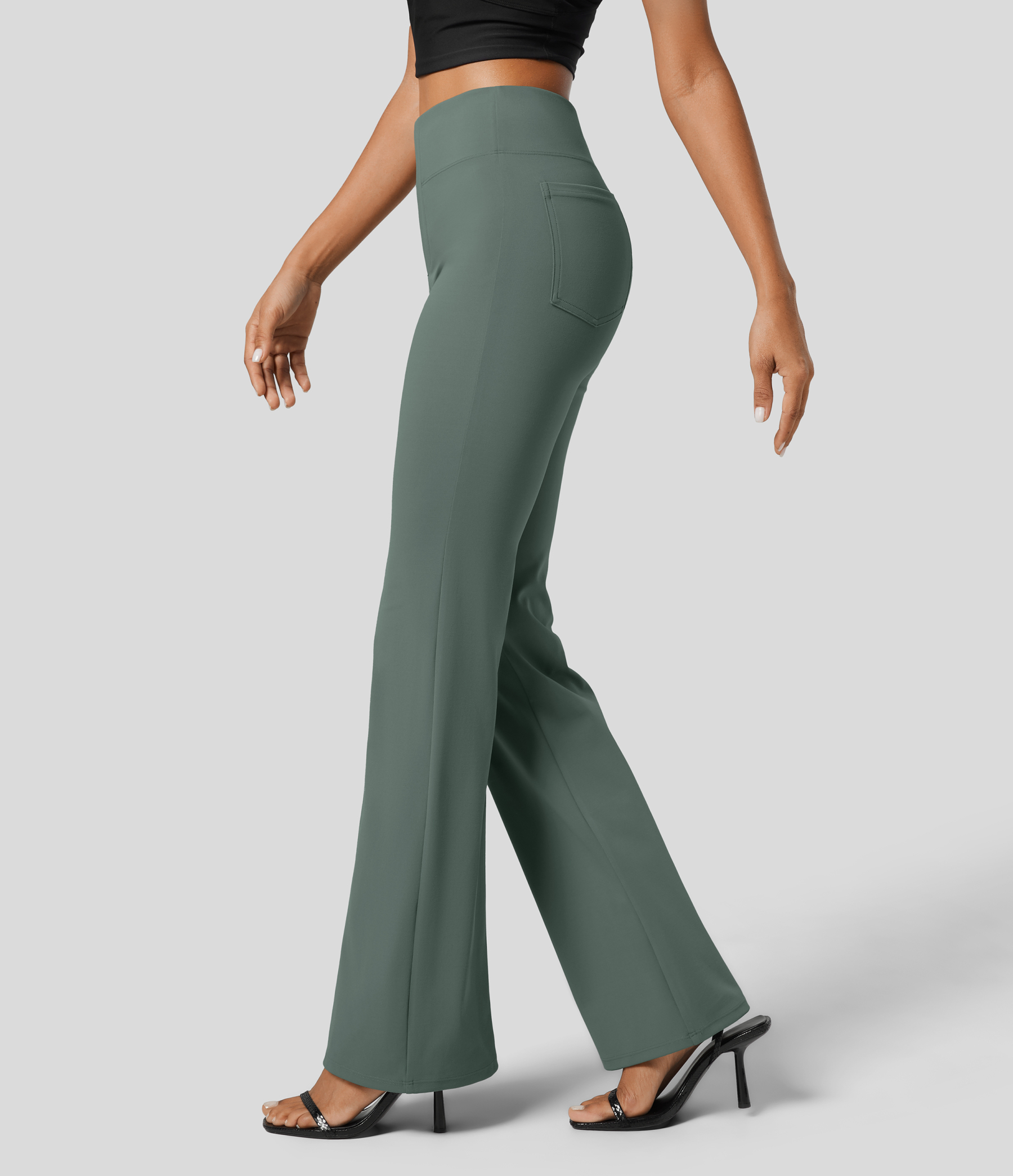 FlexHigh Waisted Back Side Pocket Slight Flare Work Pants
