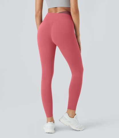 SoftlyZeroCrossover Color Block Leggings-UPF50+