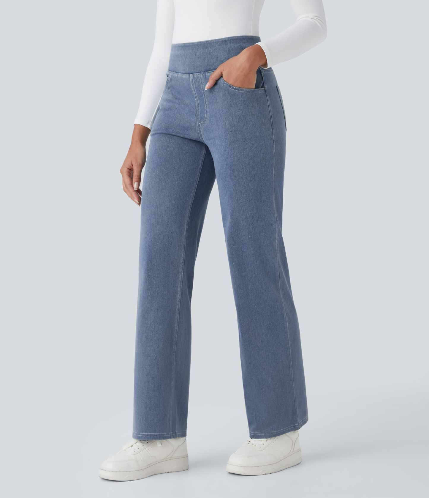 FlexHigh Waisted Pockets Straight Leg Work Jeans