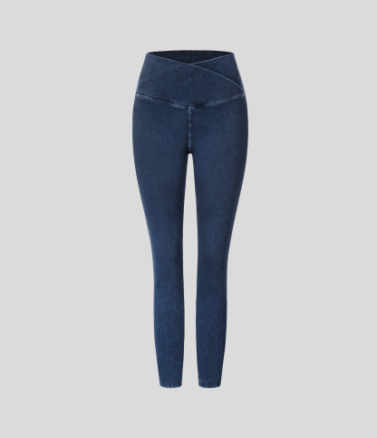 FlexCrossover Pocket Washed Denim Work Leggings