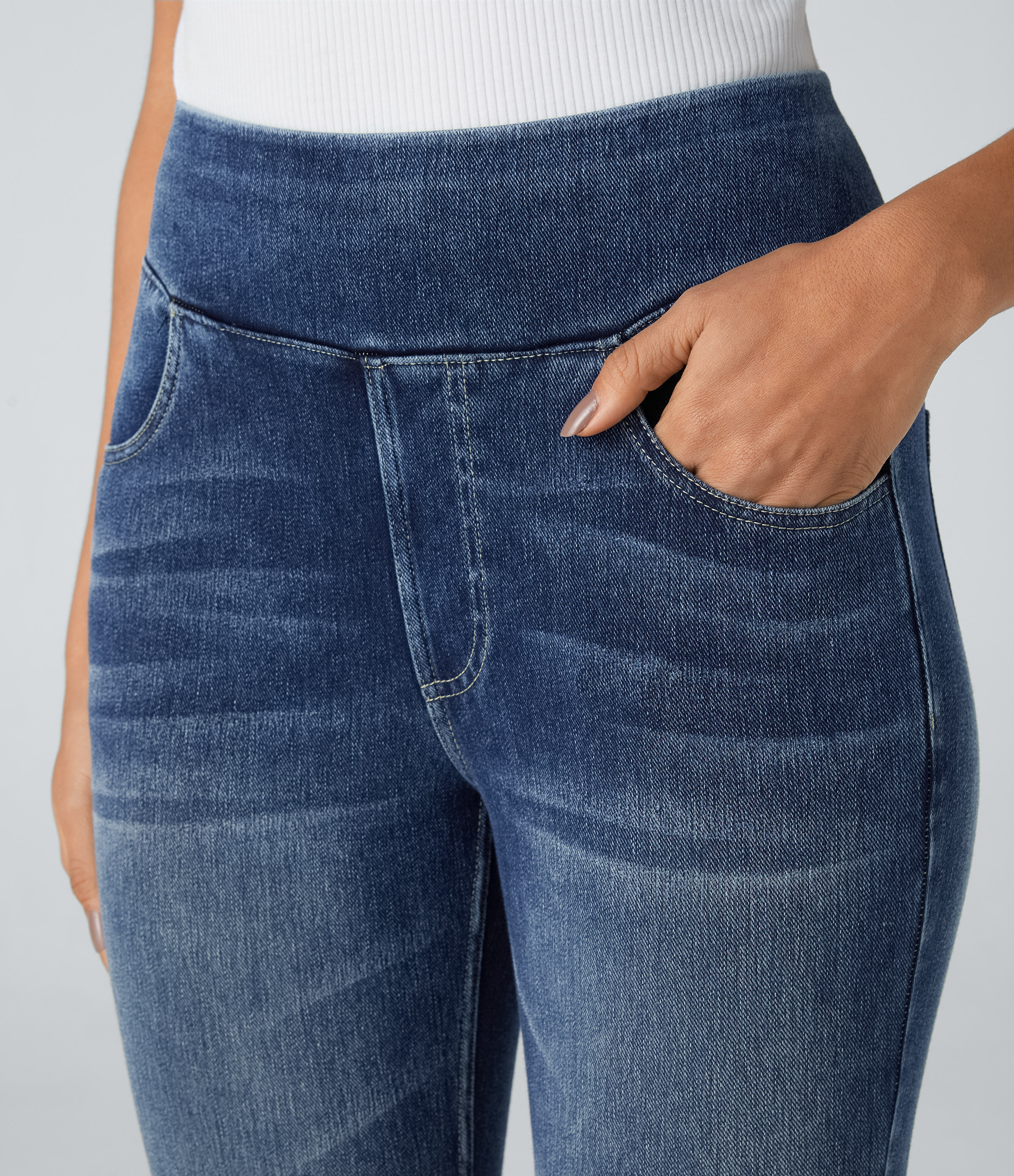 FlexHigh Waisted Pockets Denim Casual Leggings