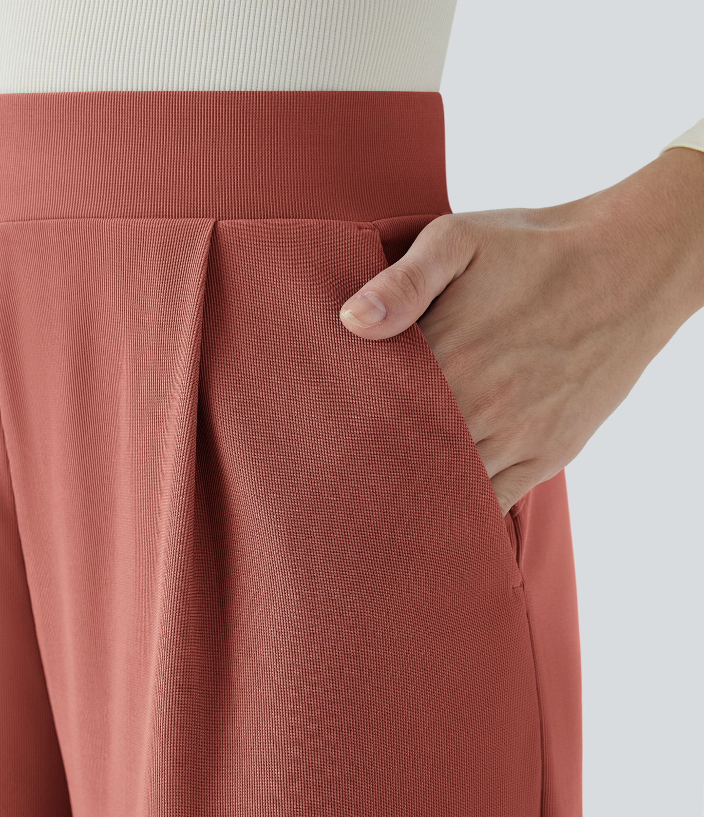 FlexHigh Waisted Body Sculpt Waist-Slimming Pocket Wide Leg Micro Waffle Work Pants