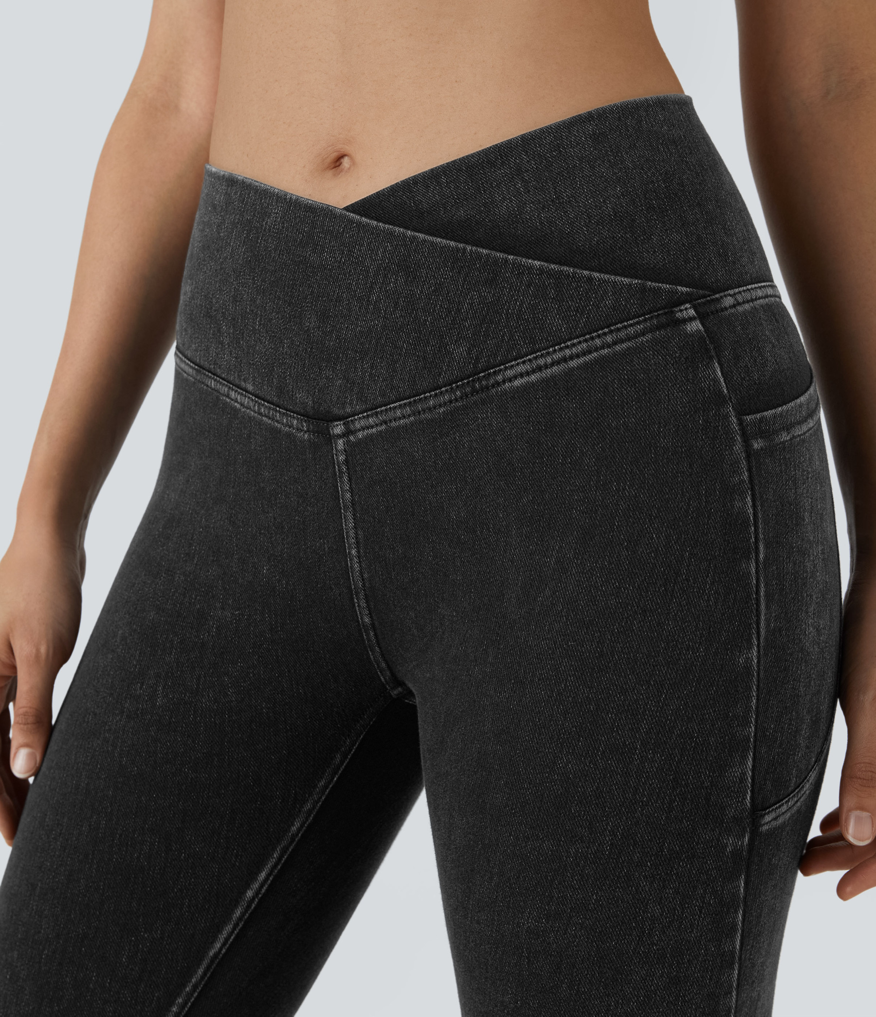 FlexCrossover Pocket Washed Denim Work Leggings