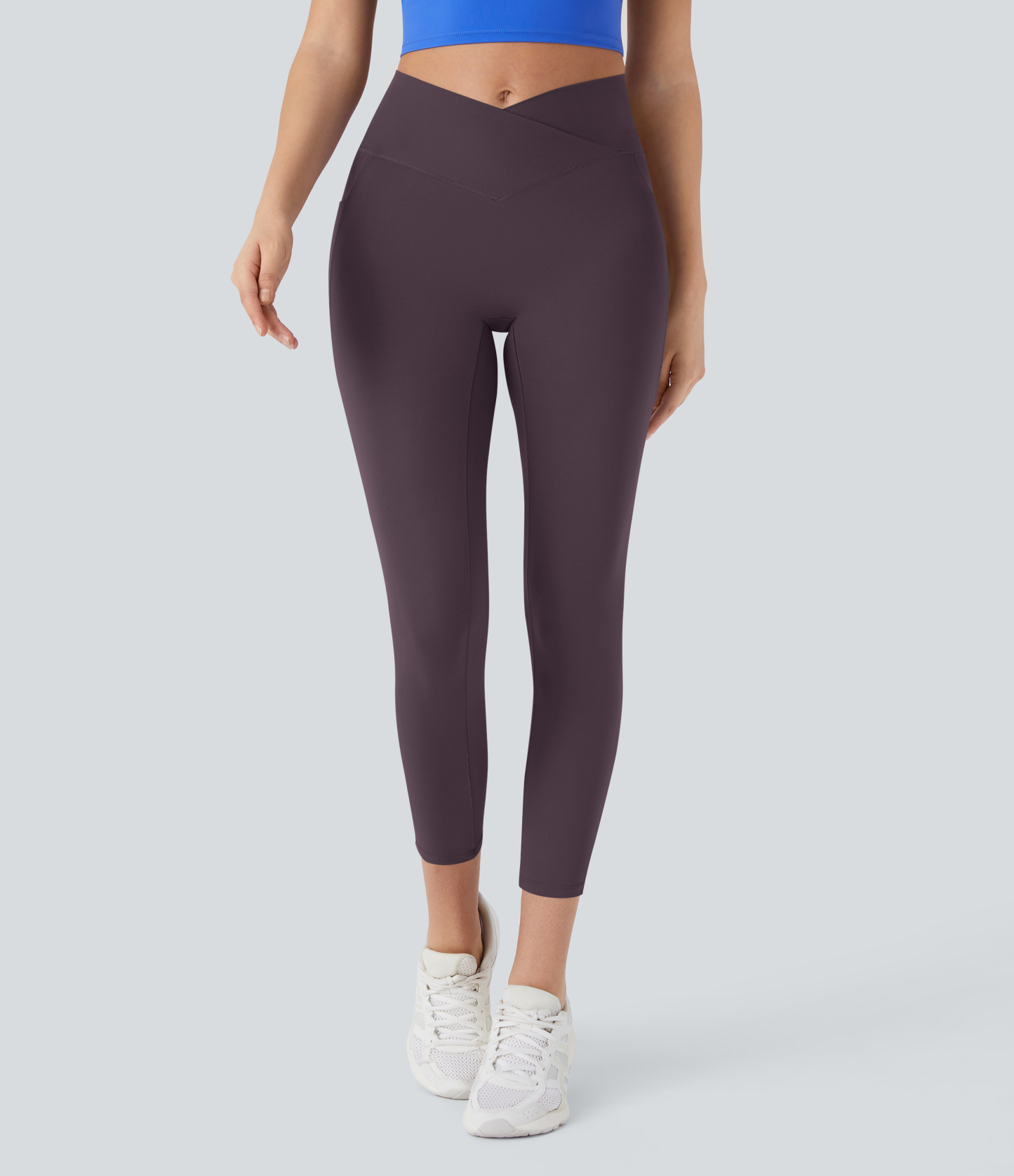 SoftlyZeroHigh Waisted Crossover Pocket Capri Yoga Leggings-UPF50+
