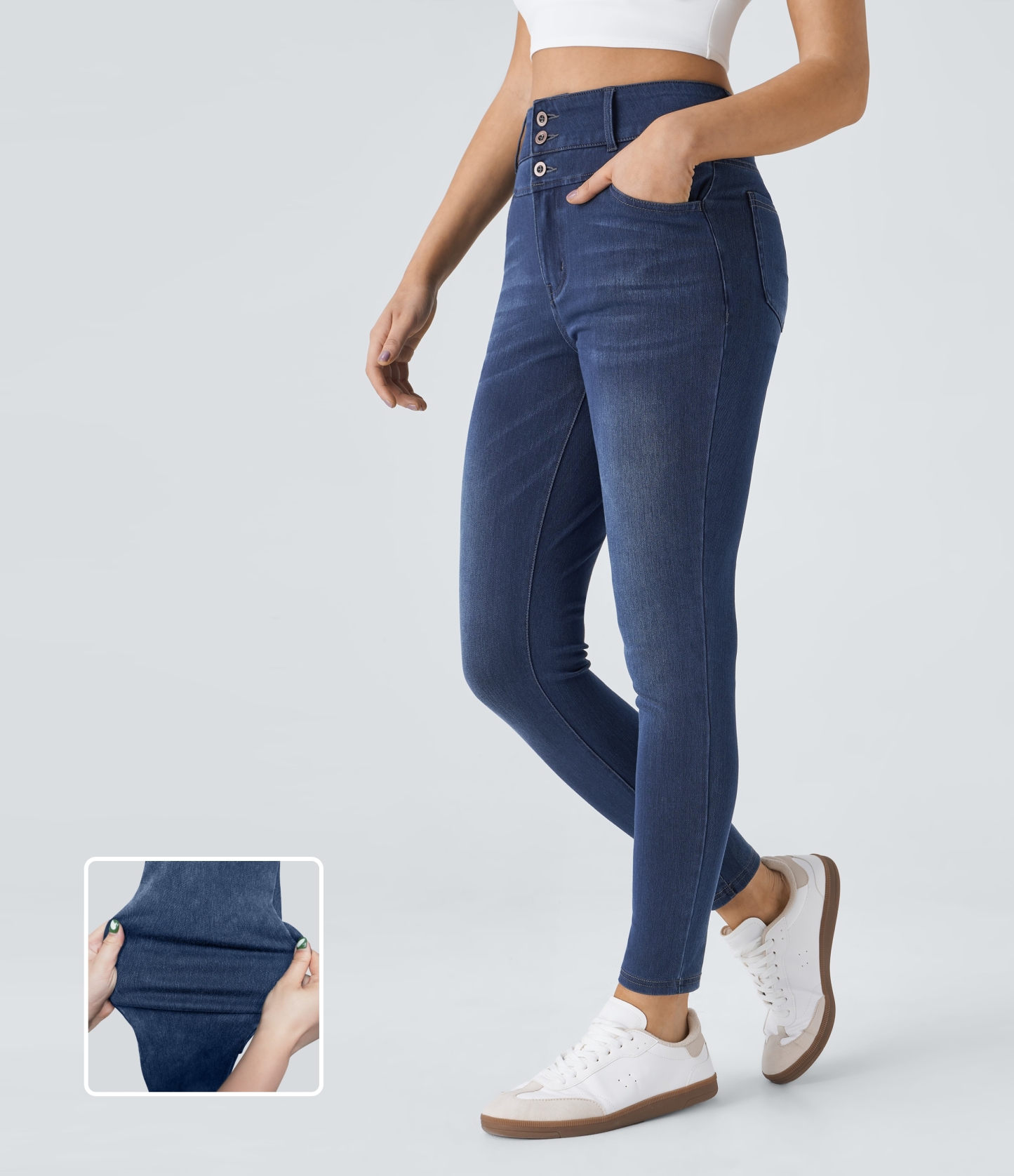 FlexHigh Waisted Zipper Pockets Casual Skinny Jeans
