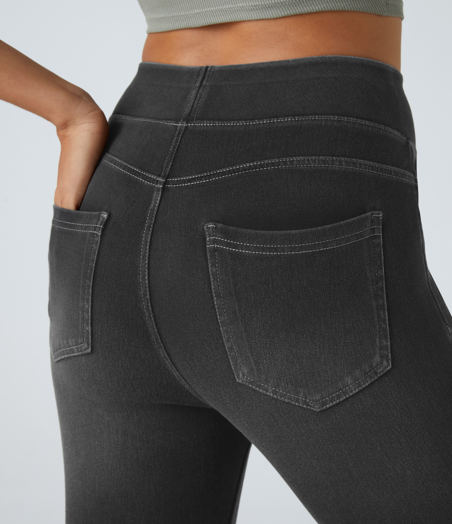 FlexHigh Waisted Pockets Denim Casual Leggings