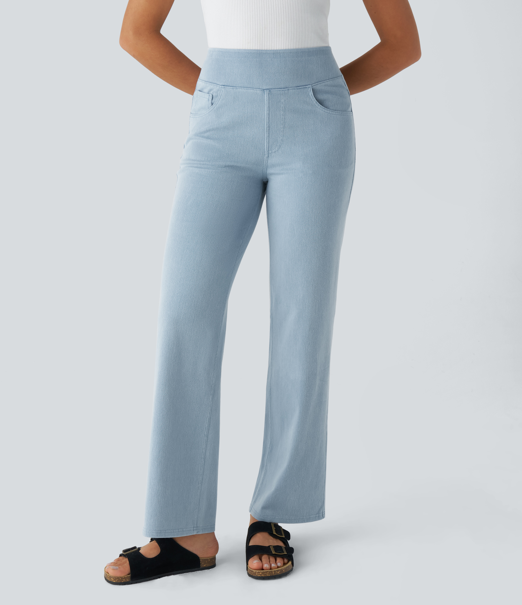 FlexHigh Waisted Pockets Straight Leg Work Jeans