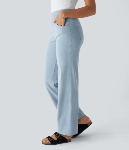 FlexHigh Waisted Pockets Straight Leg Work Jeans